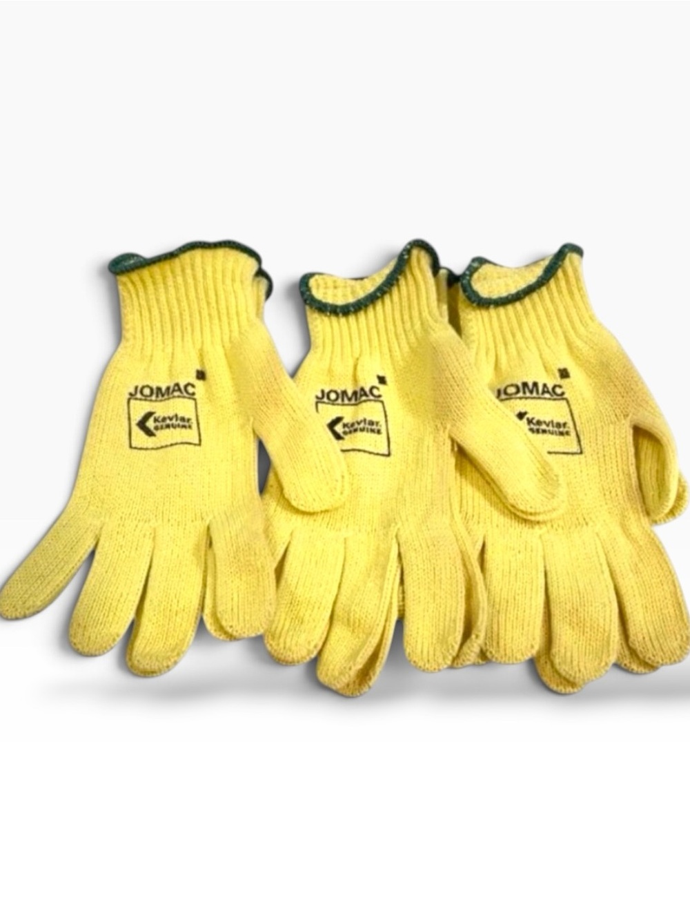 Jomac Kevlar Genuine Cut-Resistant Yellow Work Gloves 3 Pairs Durable & Lightwe
